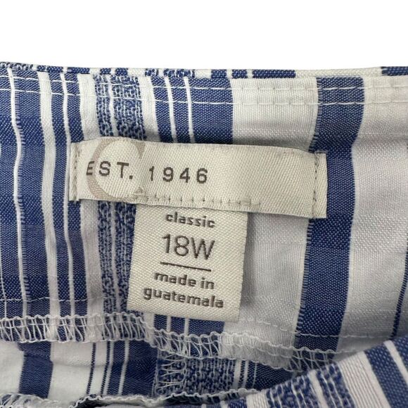 Cato Pants Blue Striped Fringe Pull On Cropped Stretchy Size 18W Boho Beach Pant - Picture 4 of 6